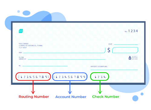 An Image of a Checkbook with a Check Number, Account Number, and Routing Number on It.