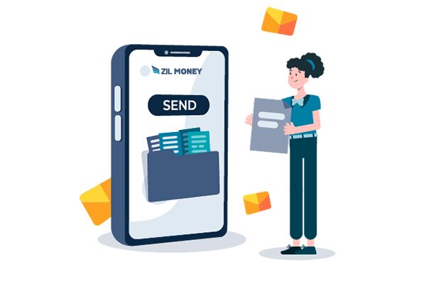 Send Invoices – Streamline Payment Processing A Woman Stands Next to a Phone, and She Send Invoice for Her Business.