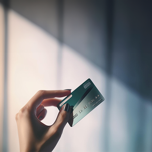 A Woman Holding a Credit Card Explores the Options for the Best Credit Card Processing for Small Business.