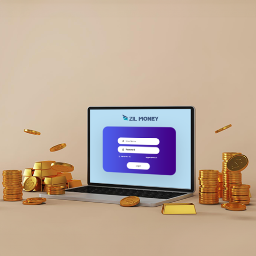 A Laptop with a Login Screen Placed Beside Gold Coins, Highlighting a Valuable Credit Facility.