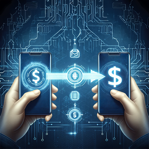 ACH Payment Method Used for Digital Financial Transactions Between Smartphones