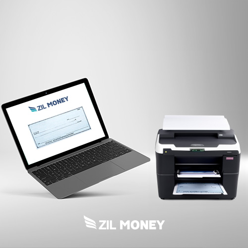 A Laptop Displaying Online Banking Software for Check Management Besides a Modern Printer Ready for Business Check Printing Online