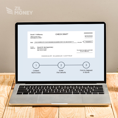 A Laptop Displaying Digital Check Drafts from the Platform to Manage Finances Seamlessly