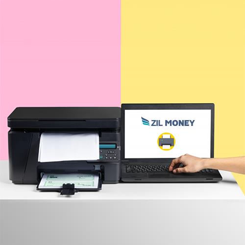 A Printer and Laptop Are on the Table. Print Instead of Order Costco Business Checks Printing
