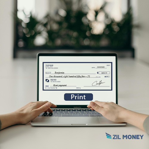 A Person Is Using a Laptop on a Clean Desk and Check Maker Online Via Zil Money