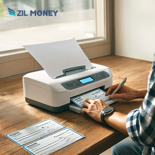 A Person Using a Regular Printer To Print Checks,Best Free Check Writing Software Simplify Your Finances Without Cost