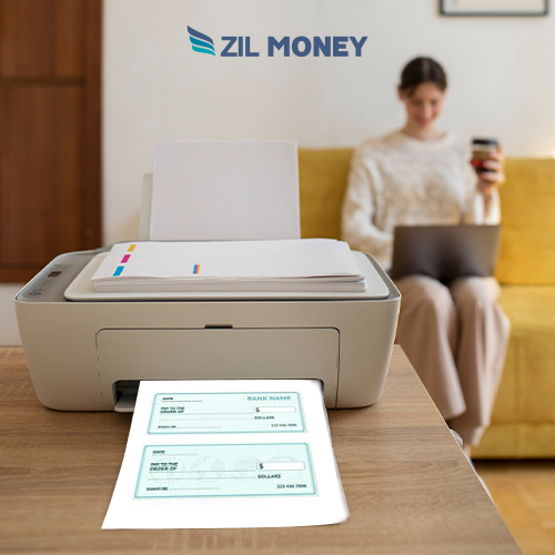 A Woman Using a Regular Printer To Print Cheap Checks, A Cost-Effective Solution for Businesses