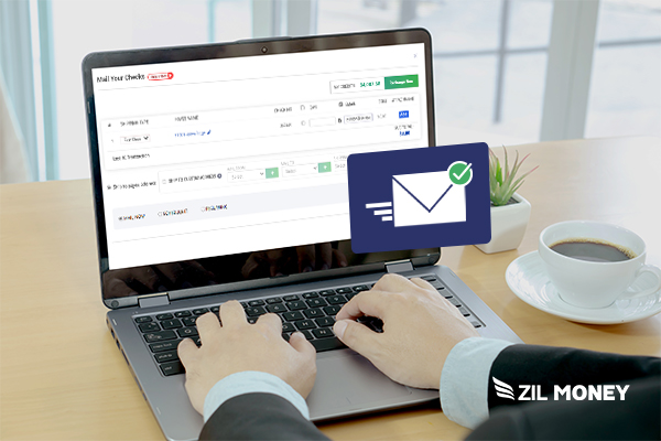 A Person Using A Laptop To Send Checks From Home or Office, Top Practices and the Best Way to Send Check in Mail In a Click