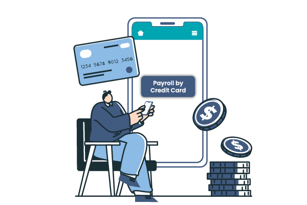 A Man Makes a Credit Card Payment Using A Smartphone. Symbolizing Flexible Payment Solutions for Pay Workday Payroll By Credit Card