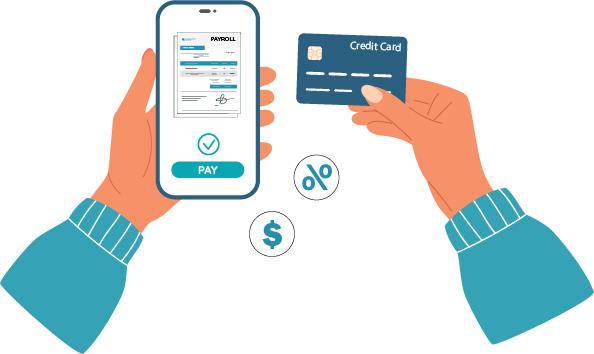 A Person Holding A Smartphone and Credit Card To Make Payment Easily. Fund GP Payroll By Credit Card, A Flexible Cash Flow Solution