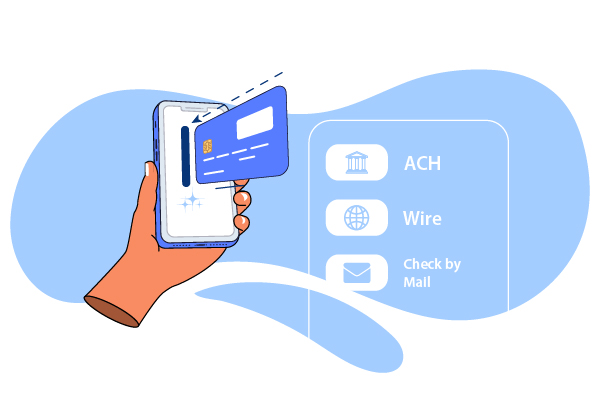 A Person Holding A Smartphone for Make Credit Card Payment Effortlessly Electronic Check Payment. Create, Print/Send Via Email Instantly