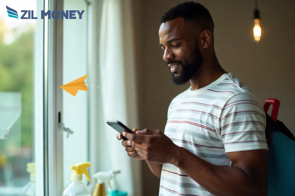 A Person Working On A Mobile Phone. Make Mail Checks Online Hassle-Free for Window Cleaning Payments