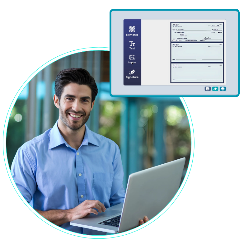 Image Showing A Man Customizing Checks Via The Business Check Printing Software Free