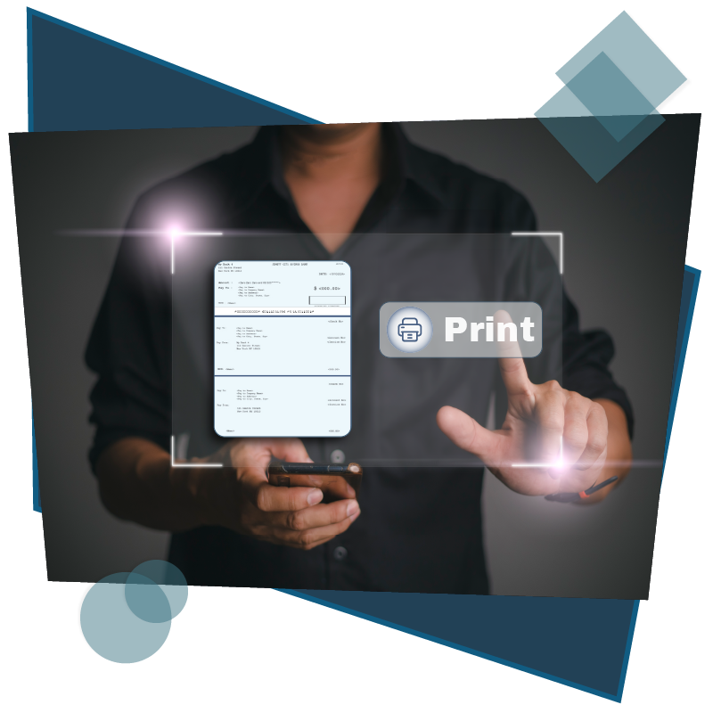 A Man Print Checks Using The Platform. Ditch Pre-Printed Checks, Print Online. Represents Blank Check Paper Printing Software For Any Bank Online