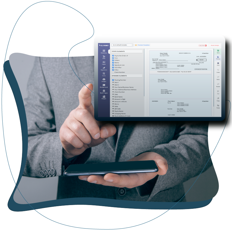 Image Representing Creation of Check Draft Easily Via a Phone. 