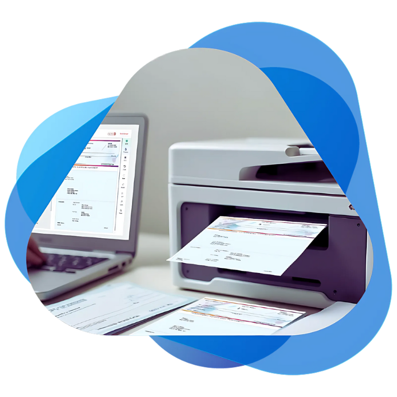 Image Representing Check Printing Via a Laptop and Printer Instead of Cheap Checks Order.