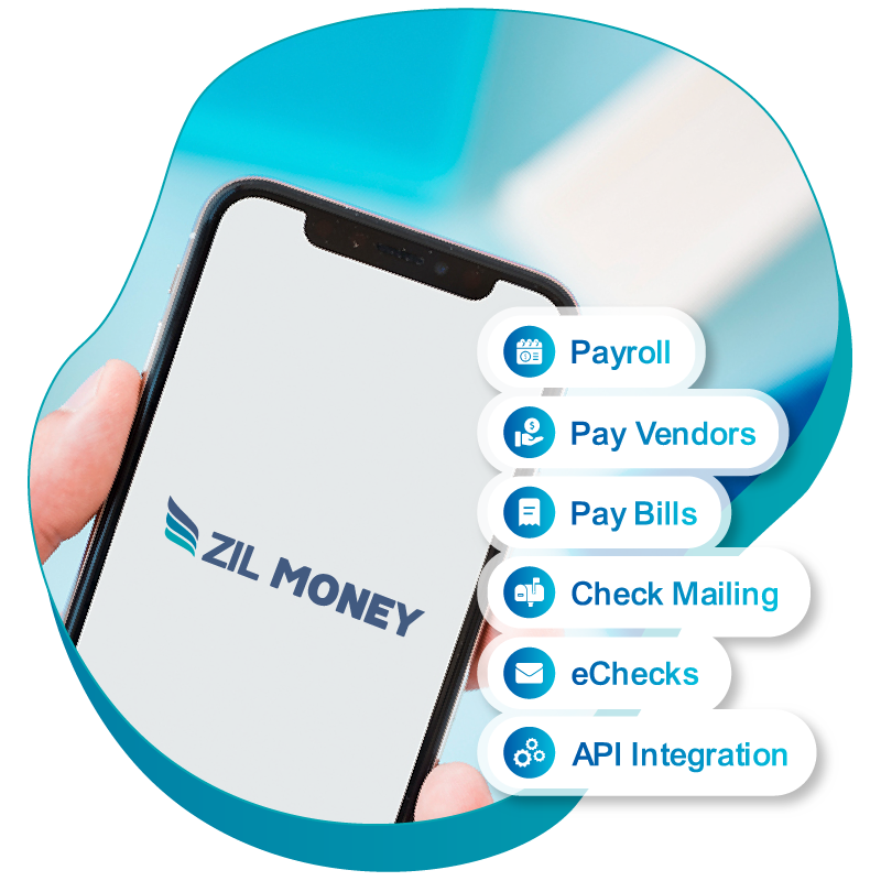 A Mobile Phone That Shows Many Payment Features, Bill.com Alternative. Pay By Checks, eChecks, ACH, Credit Card