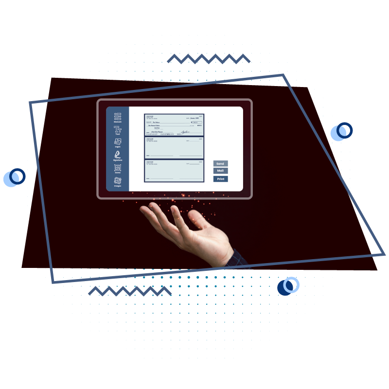 A Hand Holding a Screen Showing Check Design And Check Printing