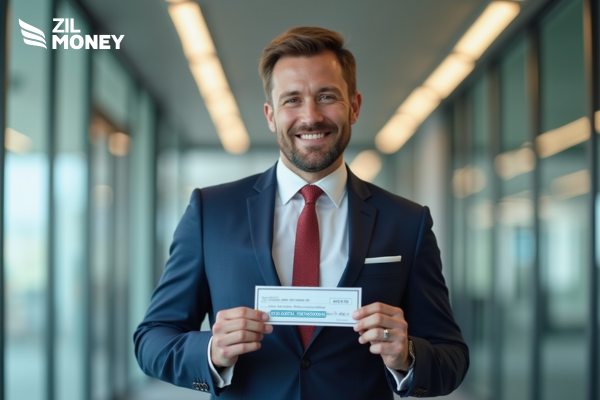 A Man Holding a Check Create Now Using Normal Printer