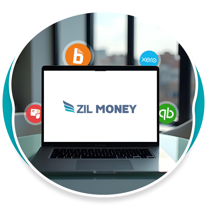 A Laptop Screen Shows Zil Moneys Vast Bank Integration, Check Papers: Affordable, Customizable Solutions for Businesses