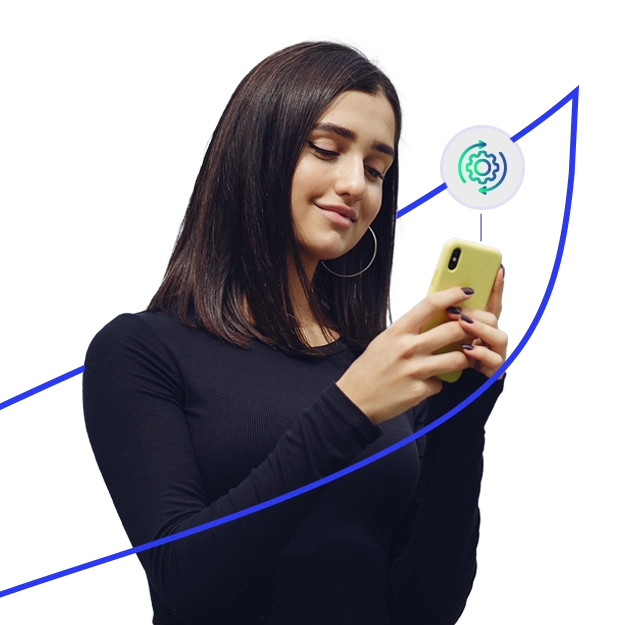 A Woman Using A Smartphone to Make a Payment. Reconciling Bank Accounts Get All Your Income And Expense Details In One Place.
