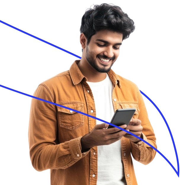 A Man Using a Phone to Make a Payment. Three Checks Per Page | Print Checks Efficiently