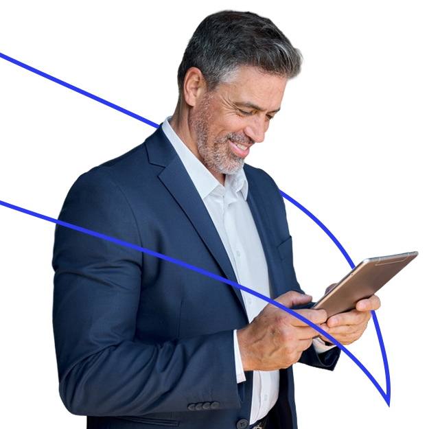 A Man Holding a Tablet for Emergency Payroll Funding