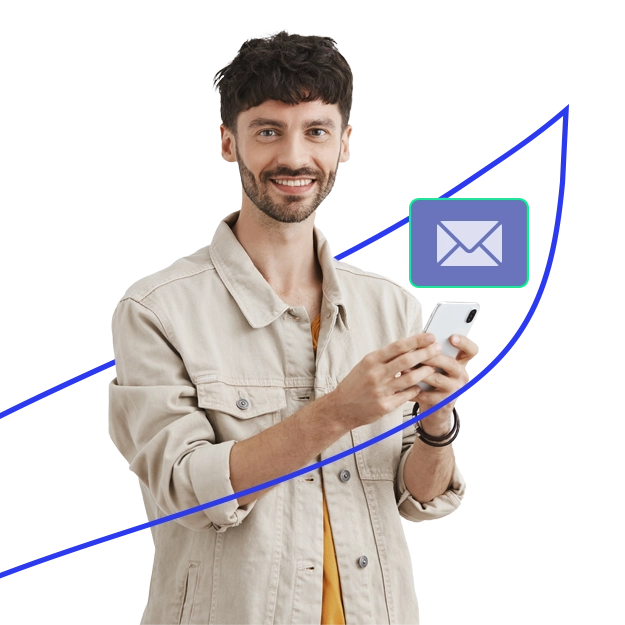 A Man Holding a Smartphone Showing Hassle-Free Check Mailing