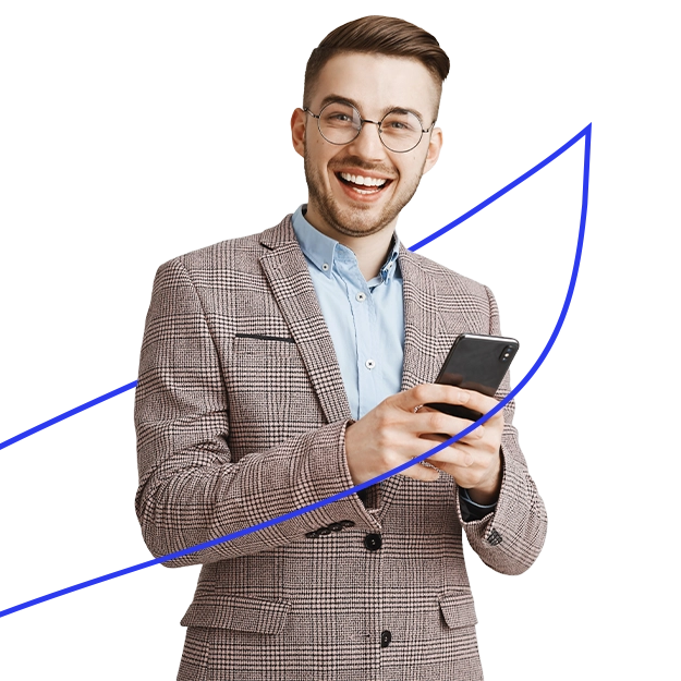 A Man Using A Phone to Make a Payment Easily. Represent Print Bank Checks Instantly from Home or Office. Save Up to 80% on Costs, Customize Checks.