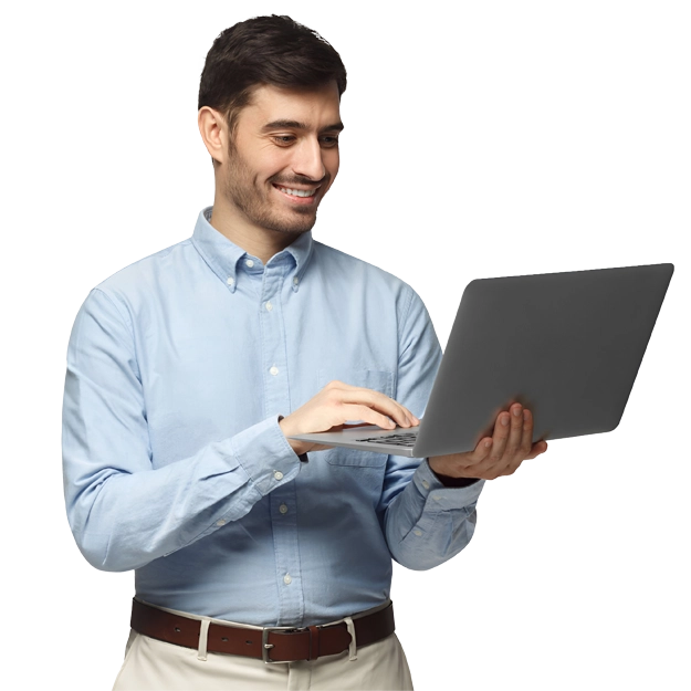 A Man Using A Laptop To Make a Payment. SAP Payroll Can Be Done Via Credit Cards Without Fund Shortage