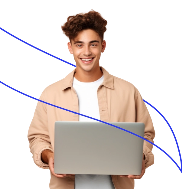 A Man Using A Laptop To Make a Payment Write A Check Online Without Any Errors Print On Blank Paper