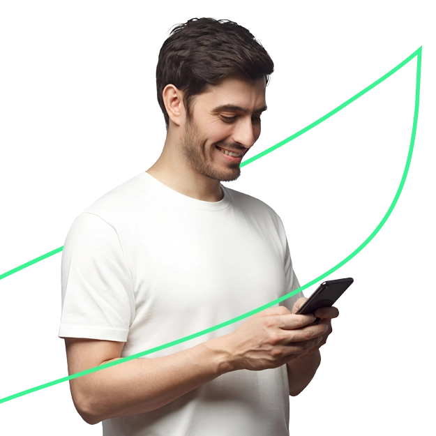 A Man Holds a Phone to Use the Platform for Print Checks. Online Check Printing Instantly On Any Paper, Any Printer