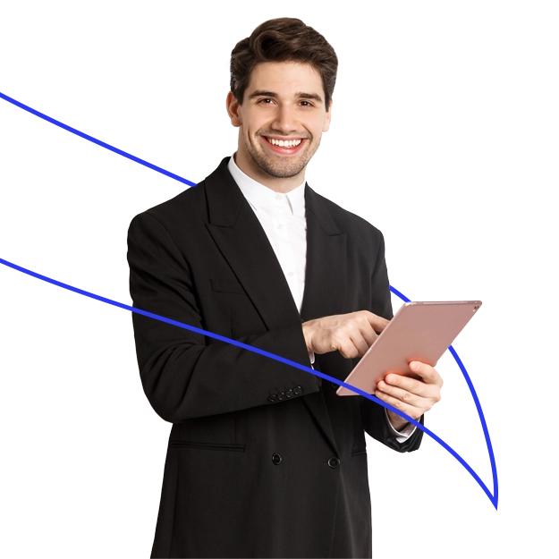 A Man In a Suite Holding a Screen Smooth and Flexible Financing