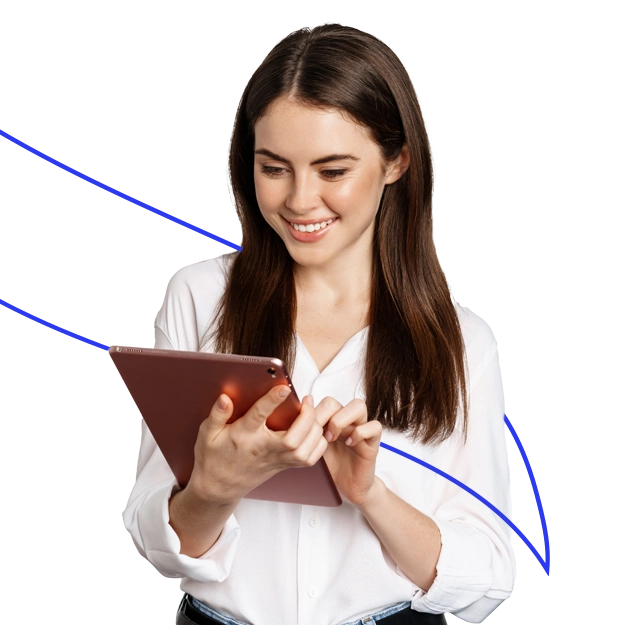 A Woman Using A Tablet To Make a Payment Easily. Rippling Payroll Via Credit Card No Fund Shortage During Paydays