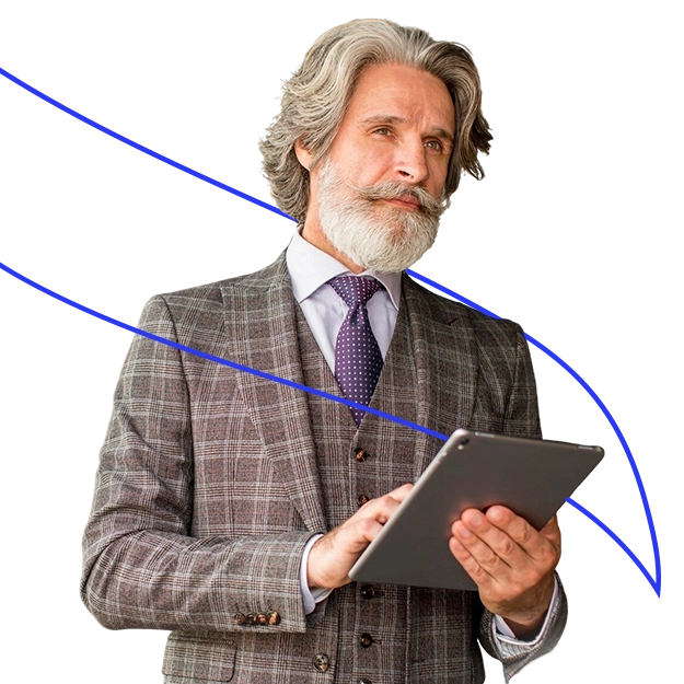 A Man Holding a Tablet to Pay Payments. Easy Invoice Payment Process