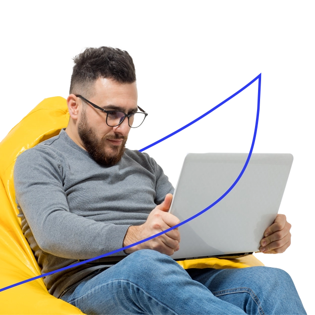 A Man Using A Laptop to Make a Payment Easily. Hubstaff Payroll By Credit Card - Boost Cash Flow & Earn Rewards