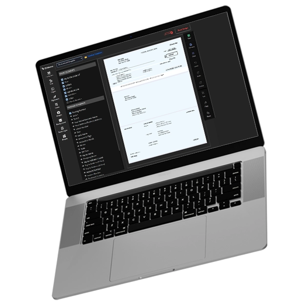 <br />
A laptop displays check customization software, highlighting the convenience and efficiency to create custom checks on demand.