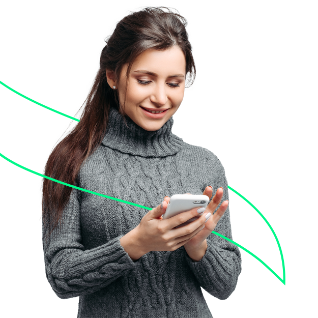 A Woman Using A Phone To Make Check Payments. Create and Print Personal Checks with Personal Check Printing Software