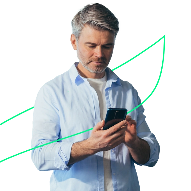 A Man Holding a Phone to Make a Payment. Check Printing Free. Create & Print Online on Demand