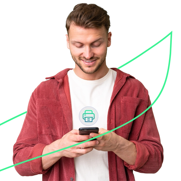 A Man Using A Phone To Make a Payment Easily. Pay Workday Payroll By Credit Card | Fund Payroll in 1-3 Days