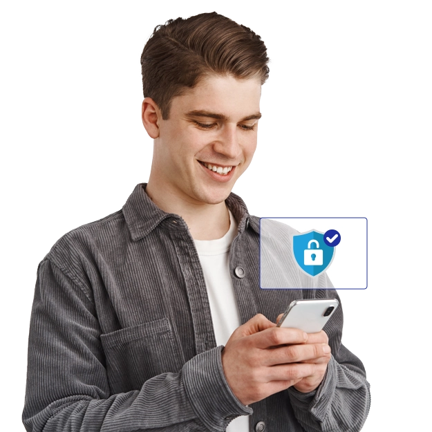 A Man Using A Phone to Make Payments Easily. Printed Check – Print and Customize Checks Instantly