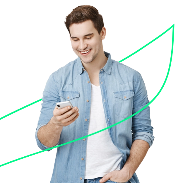 A Man Using A Phone to Make Payments Easily. Printed Check – Print and Customize Checks Instantly