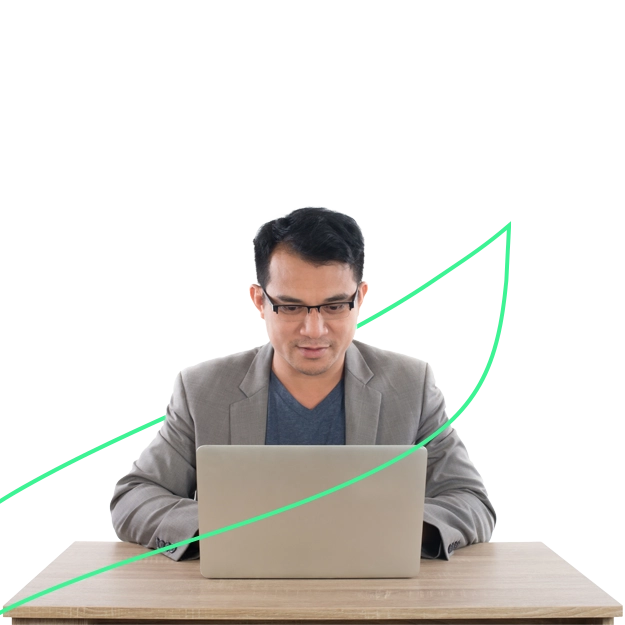 A man works diligently on his laptop, illustrating the efficiency and convenience of online tools to Speed Up Transactions.