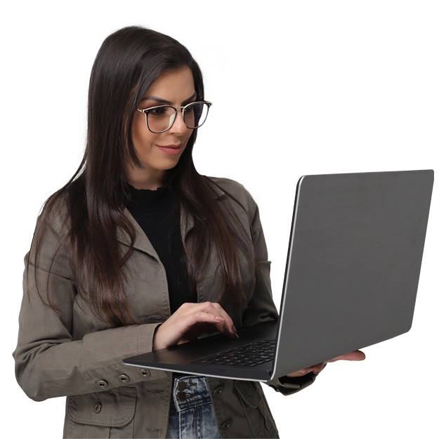 A Women Using a Laptop To Send Payments. Timely Employee Payments for Legal Practices