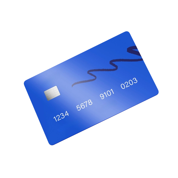 A close-up of a blue credit card, illustrating the efficiency and ease to use credit cards to fund payroll.