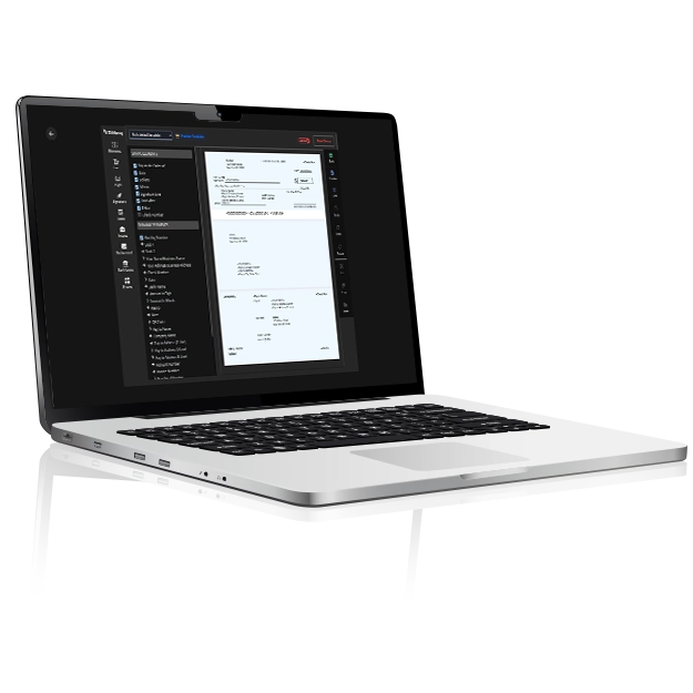 A laptop screen displays check customization software, making it easy to do Check Customization – Design Professional Paper Checks!