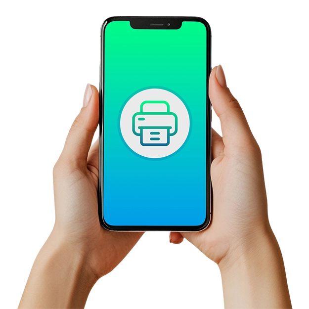 A Hand-Holding Smartphone that Shows a Printer Icon. Make Your Business Run Faster. Pre-Printed Checks Order Costs You A Huge Amount Annually