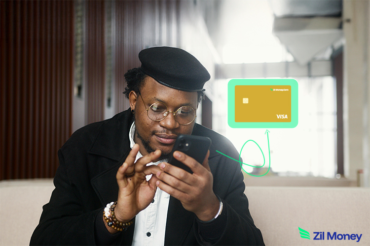 How Virtual Cards Are Modernizing Supplier Reconciliation in 2025 A man using his phone with a virtual cards graphic, showing secure and convenient digital payment options.