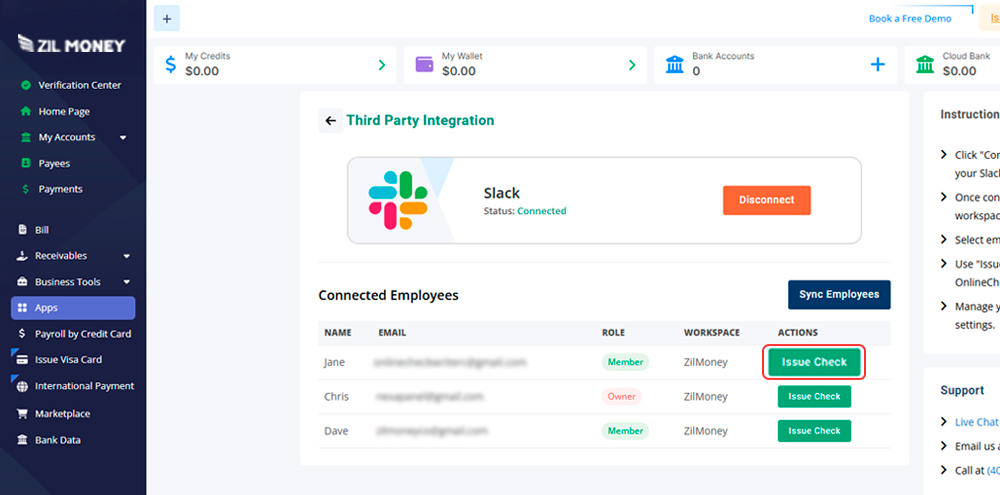 When you issue a check, Zil Money creates payee records automatically.