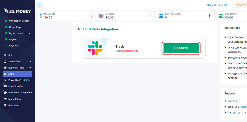 Authorize Zil Money to access your Slack workspace-it takes less than a minute.